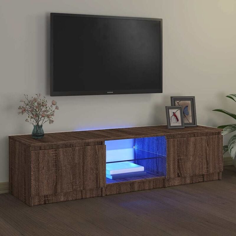 foto del prodotto vidaxl mobile porta tv con luci led rovere marrone 140x40x36 cm