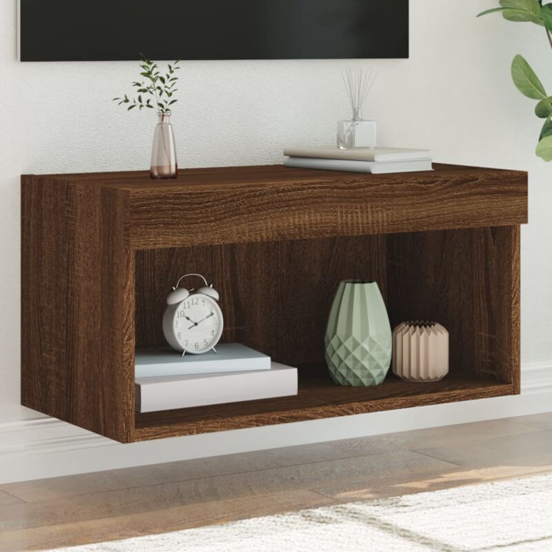 foto del prodotto vidaxl mobile porta tv con luci led rovere marrone 60x30x30 cm