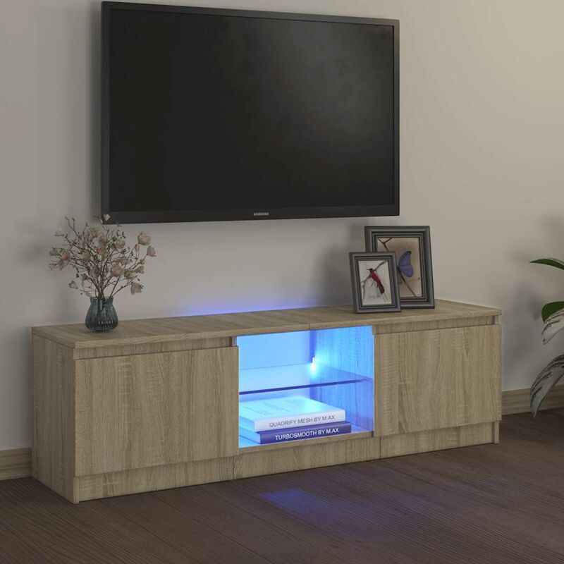 foto del prodotto vidaxl mobile porta tv con luci led rovere sonoma 120x30x36 cm