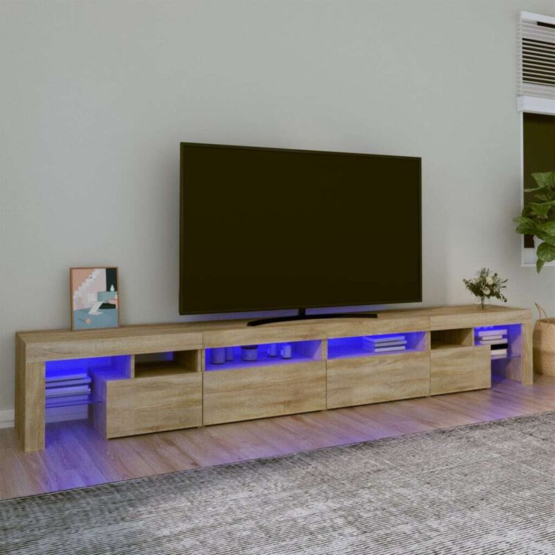 foto del prodotto vidaxl mobile porta tv con luci led rovere sonoma 260x36,5x40 cm