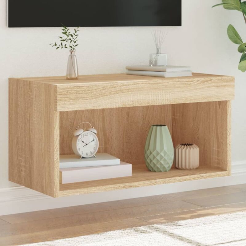 foto del prodotto vidaxl mobile porta tv con luci led rovere sonoma 60x30x30 cm