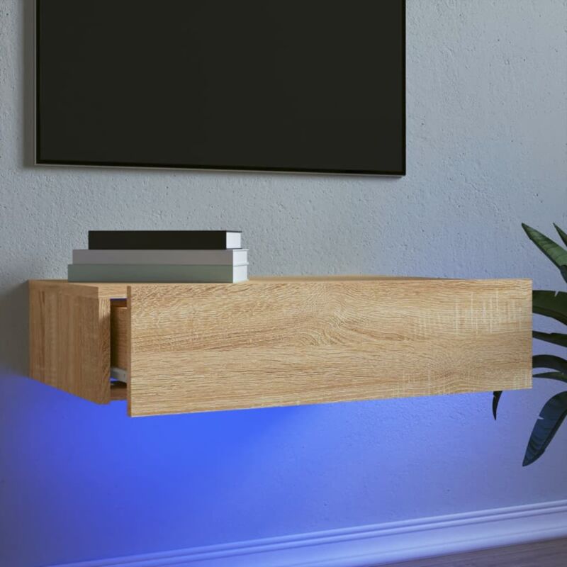 foto del prodotto vidaxl mobile porta tv con luci led rovere sonoma 60x35x15,5 cm