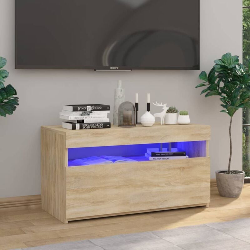 foto del prodotto vidaxl mobile porta tv con luci led rovere sonoma 60x35x40 cm