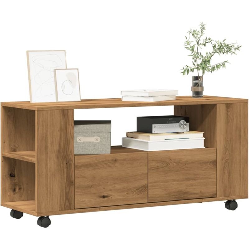 foto del prodotto vidaxl mobile porta tv con ruote artigianale 102x34,5x43 cm truciolato