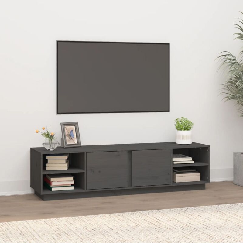 foto del prodotto vidaxl mobile porta tv grigio 156x40x40 cm in legno massello di pino