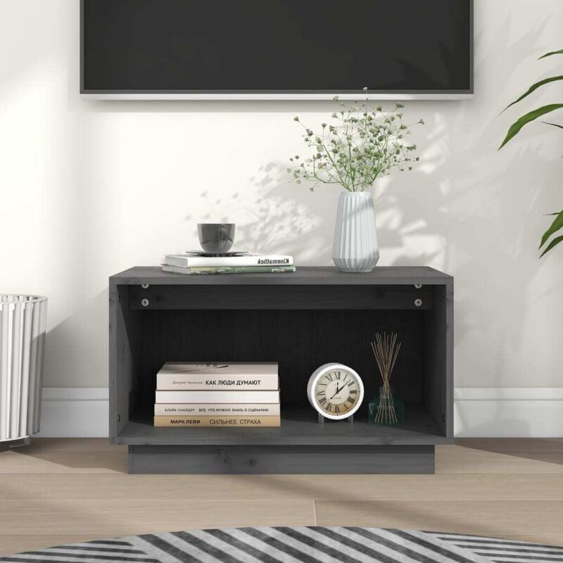 foto del prodotto vidaxl mobile porta tv grigio 60x35x35 cm in legno massello di pino