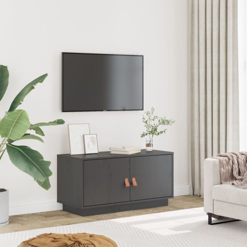 foto del prodotto vidaxl mobile porta tv grigio 80x34x40 cm in legno massello di pino