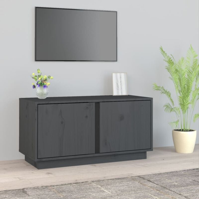 foto del prodotto vidaxl mobile porta tv grigio 80x35x40,5 cm in legno massello di pino