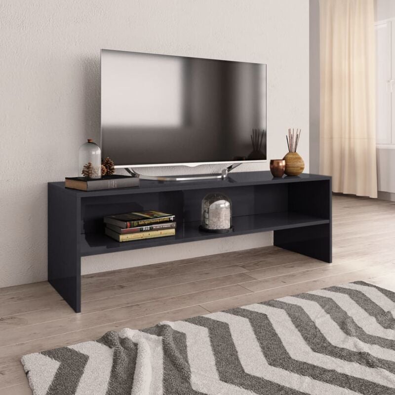 foto del prodotto vidaxl mobile porta tv grigio lucido 120x40x40 cm in legno multistrato