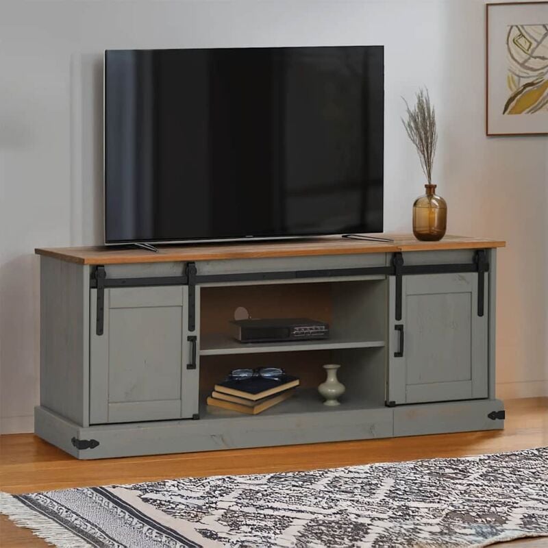 foto del prodotto vidaxl mobile porta tv halden 2 ante scorrevoli grigio 150x40x60 cm