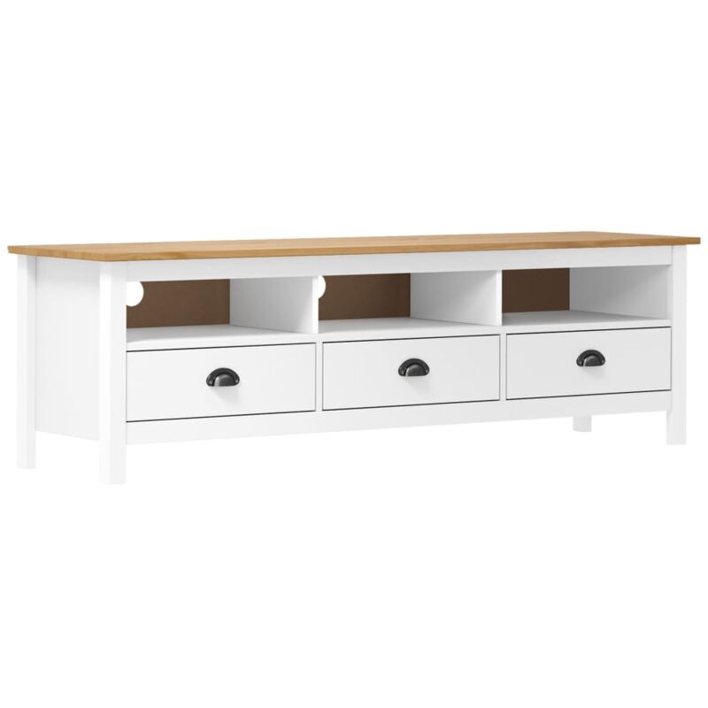 foto del prodotto vidaxl mobile porta tv in legno di pino mobiletto con scomparto e 3 cassetti vari colori colore bianco e marrone miele