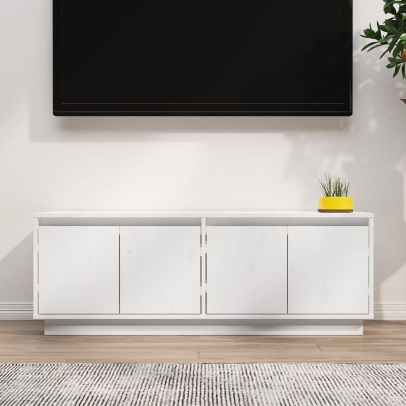 foto del prodotto vidaxl mobile porta tv in legno massello di pino con 4 ante disponibile in vari colori colore bianco