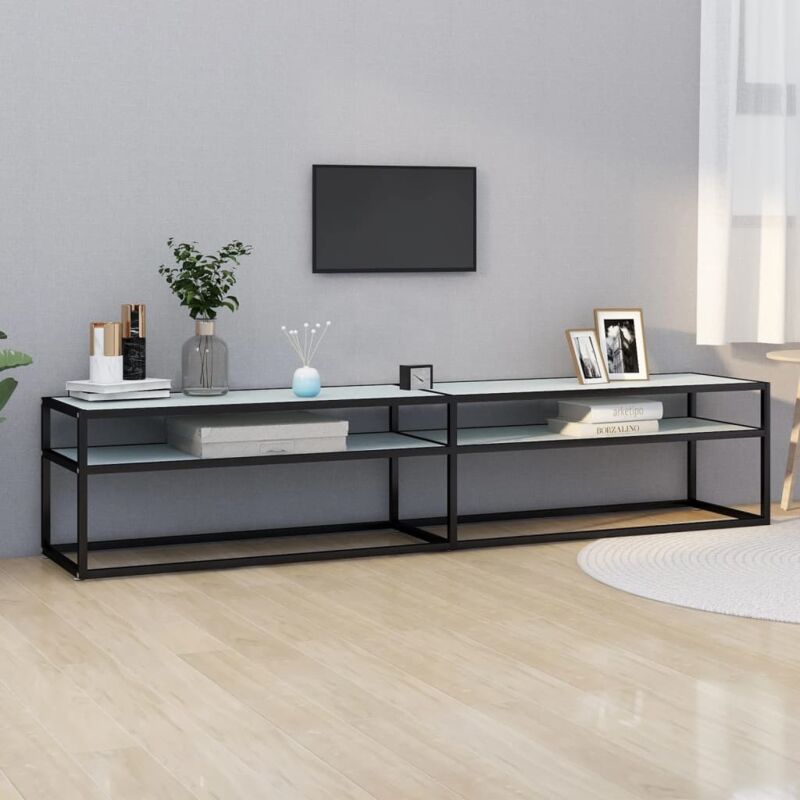 foto del prodotto vidaxl mobile porta tv marmo bianco 200x40x40,5 cm in vetro temperato