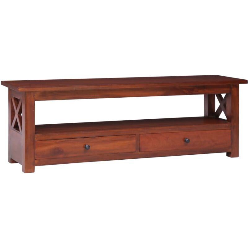 foto del prodotto vidaxl mobile porta tv marrone 115x30x40cm in legno massello di mogano
