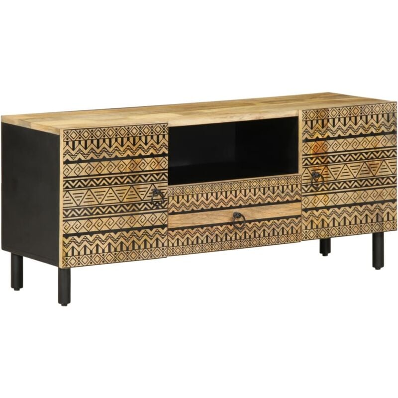 foto del prodotto vidaxl mobile porta tv nero 105x33,5x46 cm legno massello mango grezzo