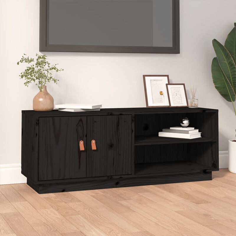 foto del prodotto vidaxl mobile porta tv nero 105x34x40 cm in legno massello di pino