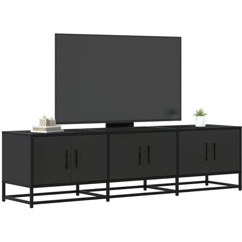 foto del prodotto vidaxl - mobile porta tv nero 150x35x41 cm in truciolato e metallo