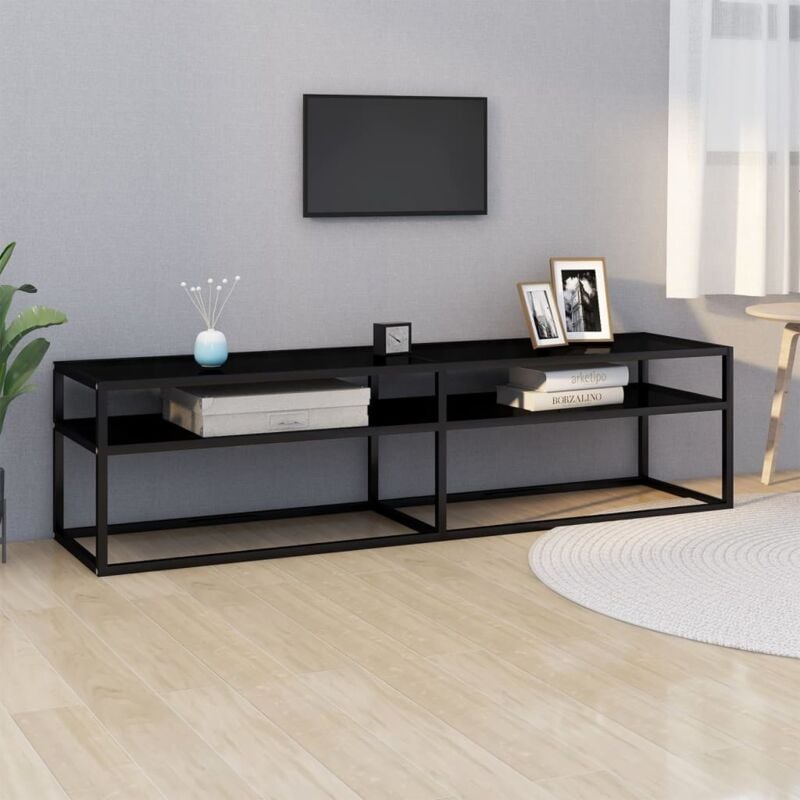 foto del prodotto vidaxl mobile porta tv nero 160x40x40,5 cm in vetro temperato 822488