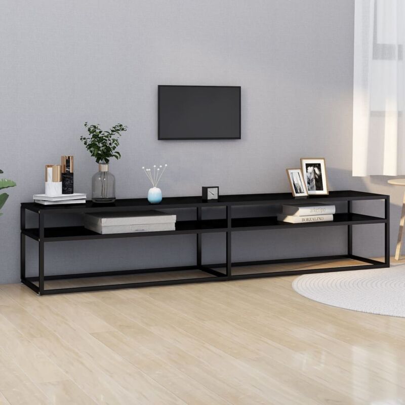 foto del prodotto vidaxl mobile porta tv nero 200x40x40,5 cm in vetro temperato