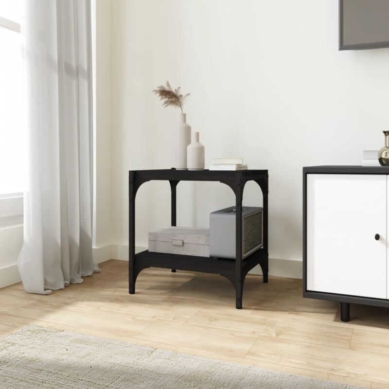 foto del prodotto vidaxl mobile porta tv nero 40x33x41 cm in legno multistrato e acciaio