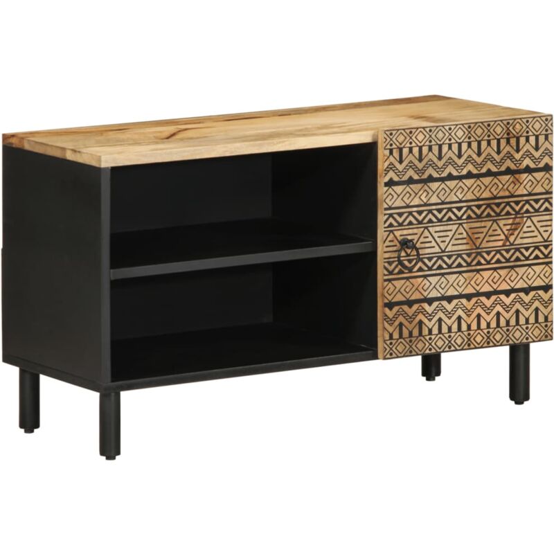 foto del prodotto vidaxl mobile porta tv nero 80x33,5x46 cm legno massello mango grezzo