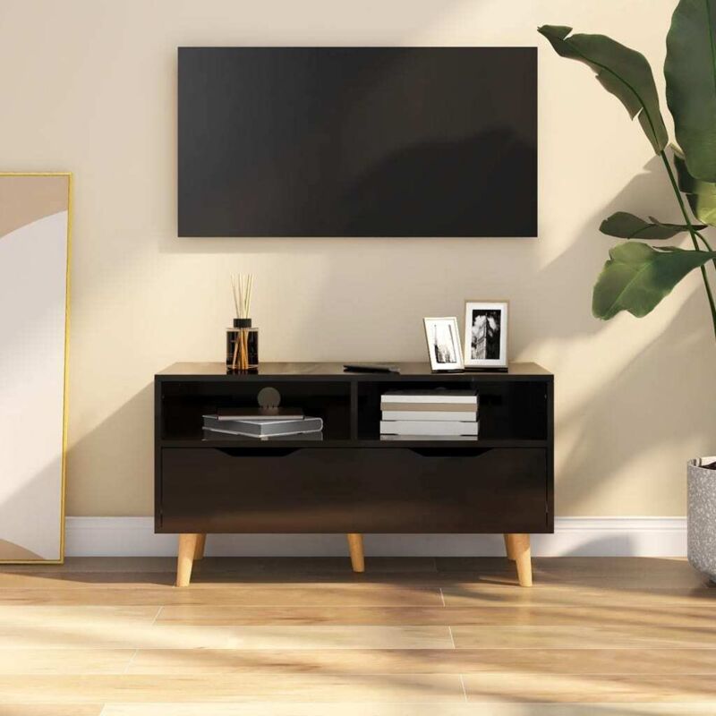 foto del prodotto vidaxl mobile porta tv nero lucido 90x40x48,5 cm legno multistrato