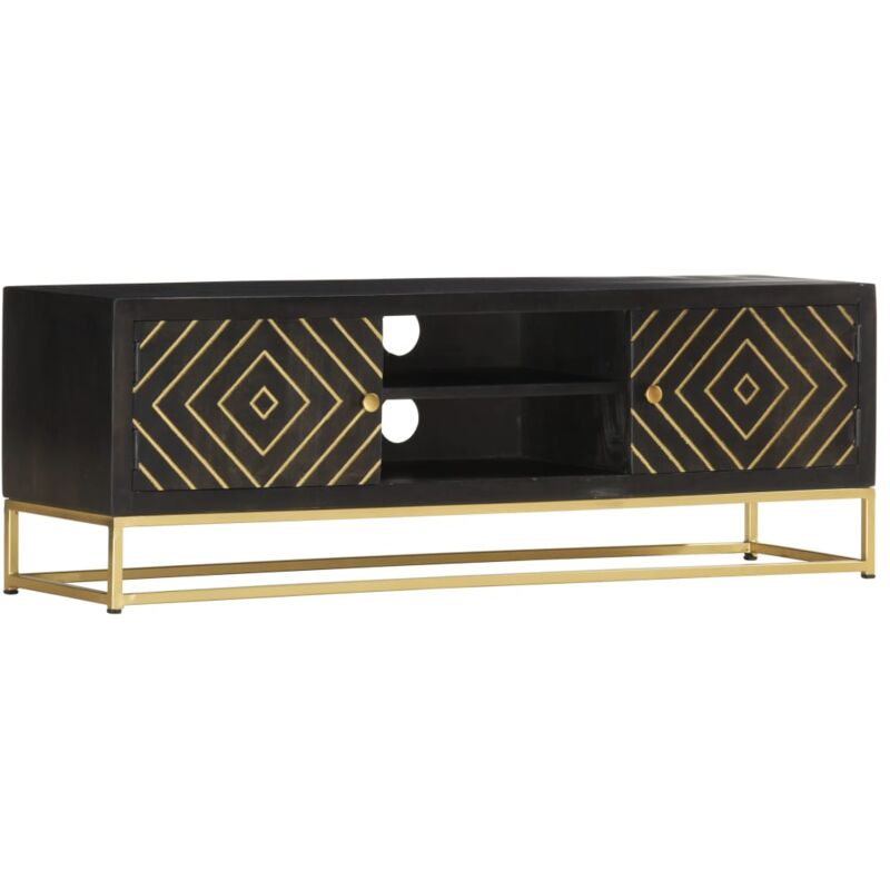 foto del prodotto vidaxl mobile porta tv oro e nero 120x30x40 cm legno massello di mango 570206
