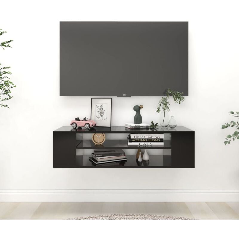 foto del prodotto vidaxl mobile porta tv pensile nero 100x30x26,5 cm legno multistrato
