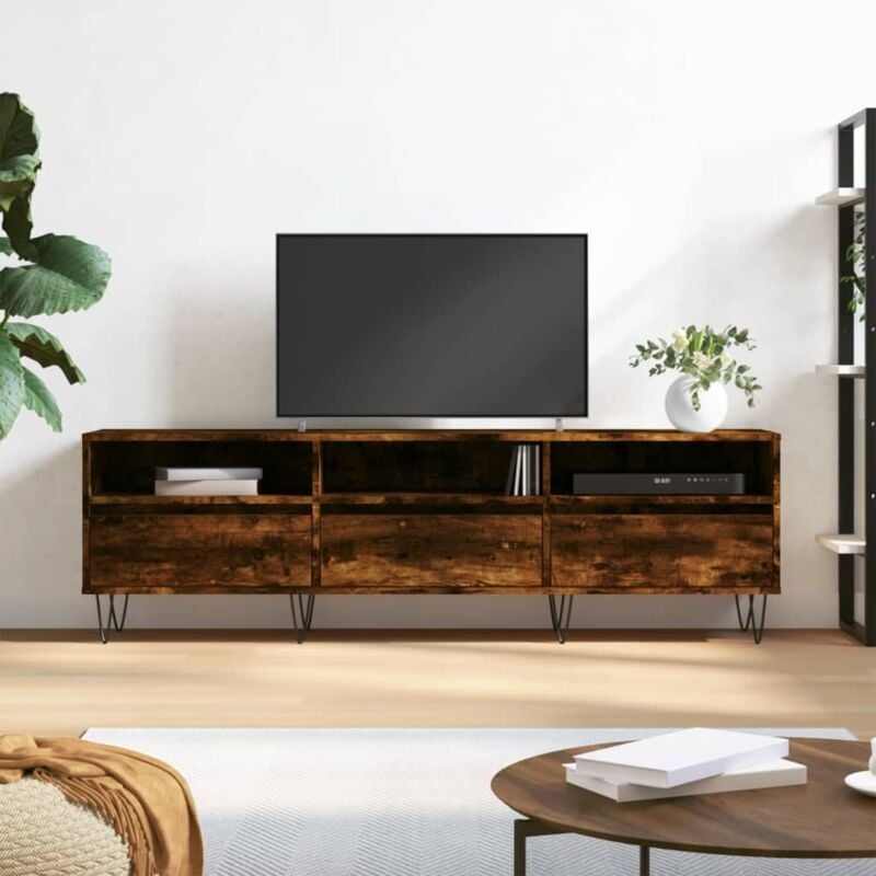 foto del prodotto vidaxl mobile porta tv rovere fumo 150x30x44,5 cm in legno multistrato