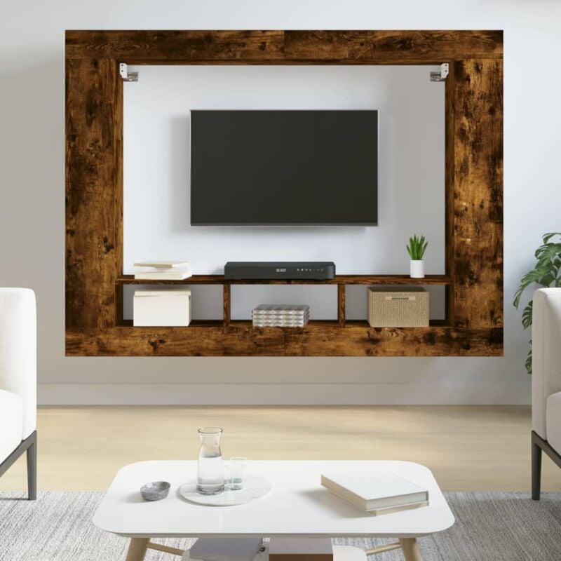 foto del prodotto vidaxl mobile porta tv rovere fumo 152x22x113 cm in legno multistrato