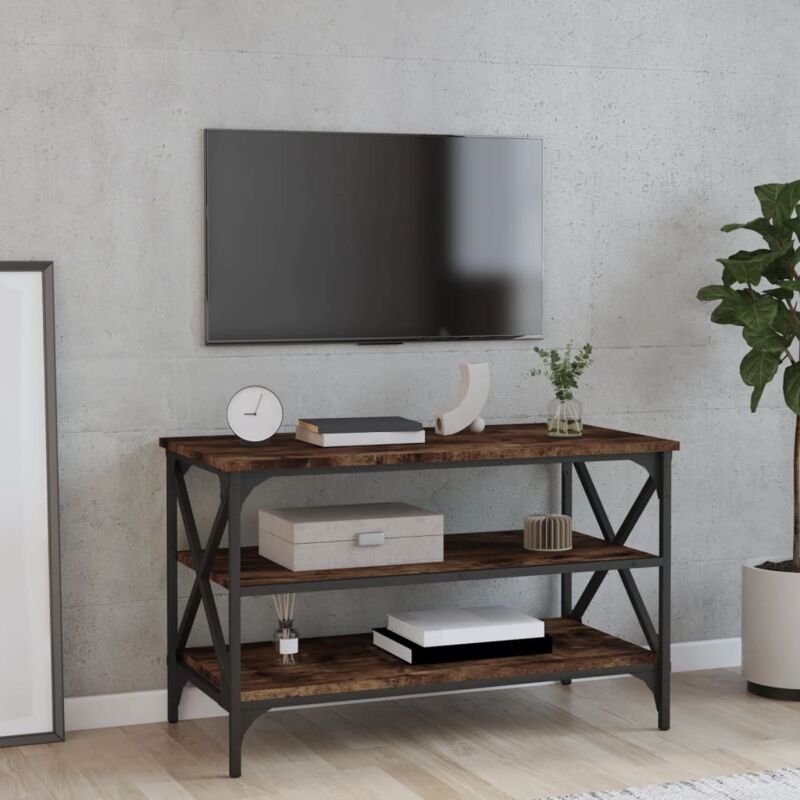 foto del prodotto vidaxl mobile porta tv rovere fumo 80x40x50 cm in legno multistrato