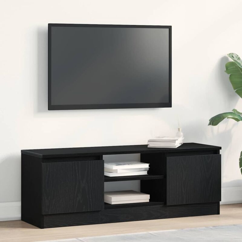 foto del prodotto vidaxl mobile porta tv rovere nero 102x30x36 cm in legno multistrato