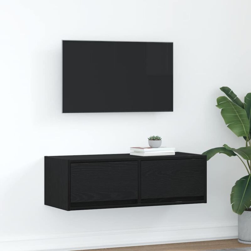 foto del prodotto vidaxl - mobile porta tv rovere nero 80x31x25,5 cm in legno multistrato