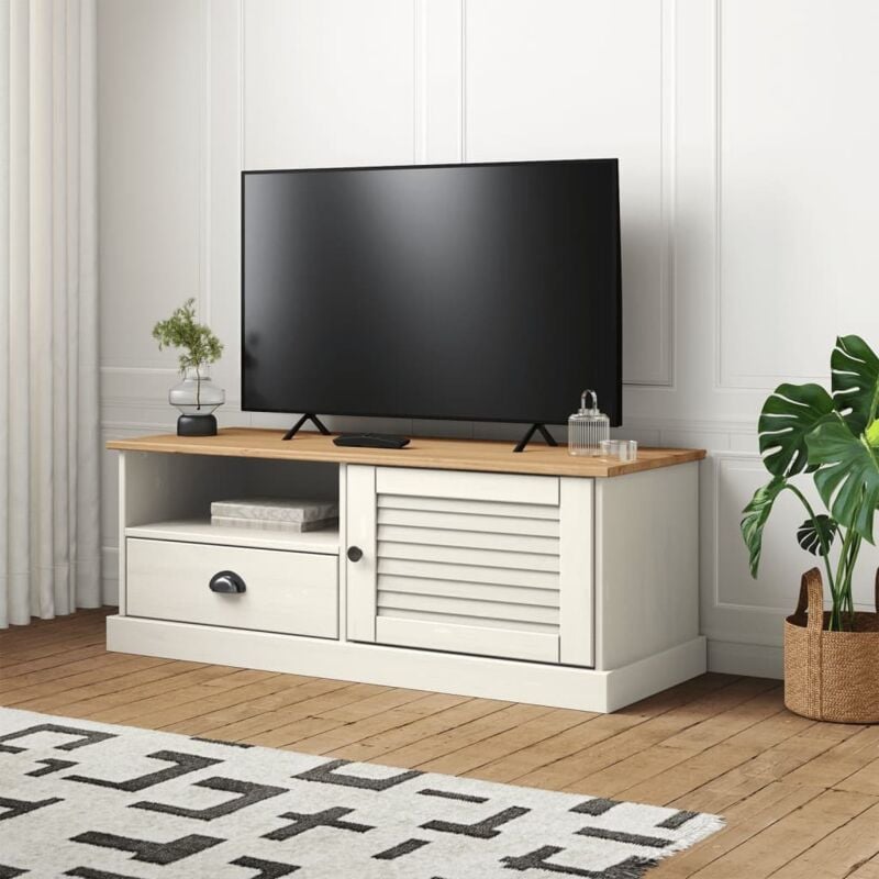 foto del prodotto vidaxl mobile porta tv vigo bianco 106x40x40 cm legno massello di pino