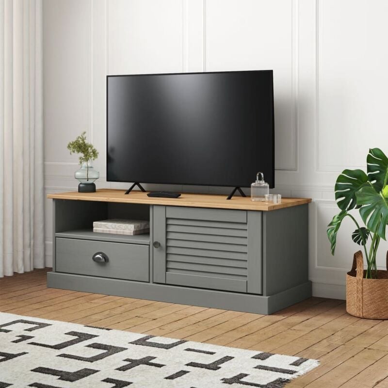 foto del prodotto vidaxl mobile porta tv vigo grigio 106x40x40 cm legno massello di pino