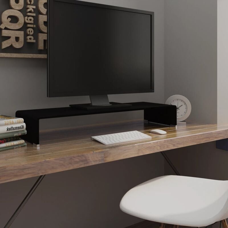 foto del prodotto vidaxl mobile rialzo porta tv in vetro nero 90x30x13 cm