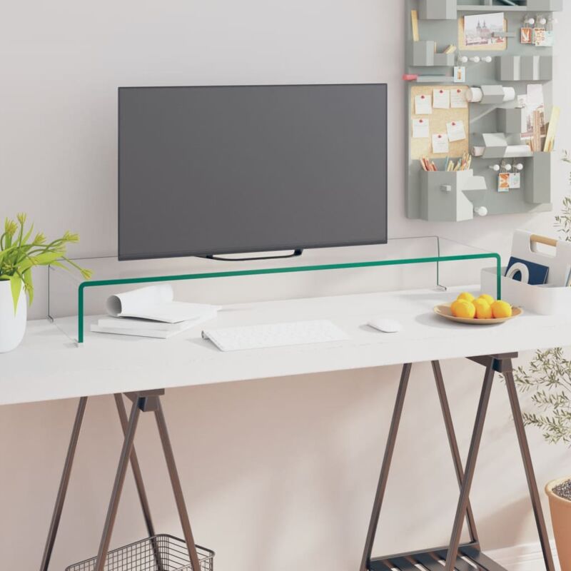 immagine 0 del prodotto vidaxl mobile rialzo porta tv in vetro trasparente 100x30x13 cm