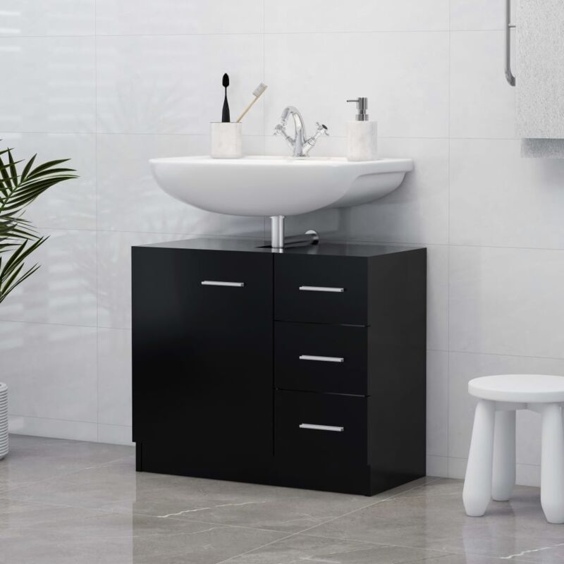 foto del prodotto vidaxl mobile sottolavabo classico ed elegante con 3 cassetti e 1 anta vari colori colore nero