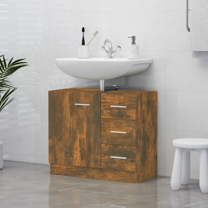 foto del prodotto vidaxl mobile sottolavabo con 3 cassetti anta design classico vari colori colore marrone fumo