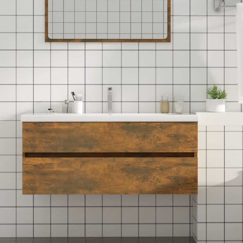 foto del prodotto vidaxl mobile sottolavabo con cassetto design moderno 100x49x45cm vari colori colore marrone fumo