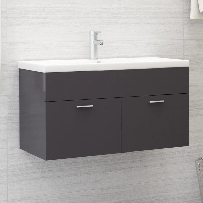 foto del prodotto vidaxl mobile sottolavabo in legno dotato di 2 ante 90x38x46cm vari colori colore grigio lucido