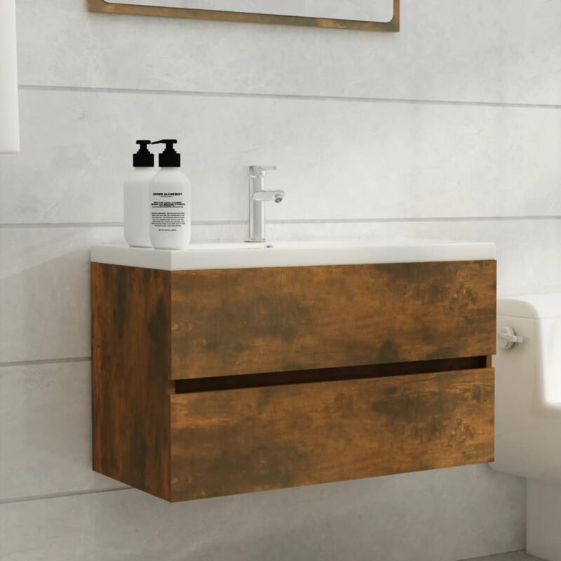 foto del prodotto vidaxl mobile sottolavabo rovere fumo 80x38,5x45 cm legno multistrato