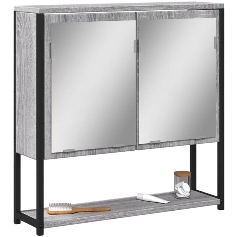 foto del prodotto vidaxl mobile specchio da bagno grigio sonoma 60x16x60 cm multistrato