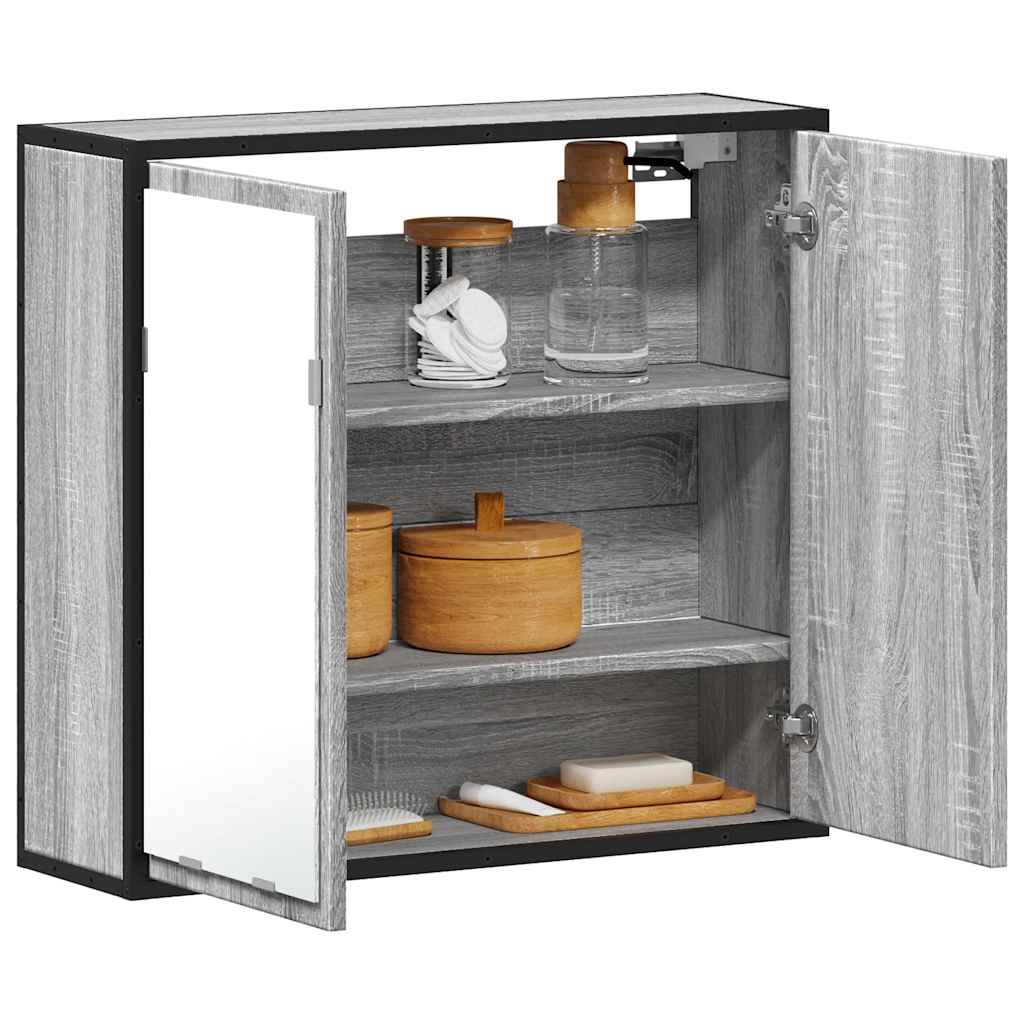 foto del prodotto vidaxl mobile specchio da bagno grigio sonoma 65x20x60 cm multistrato
