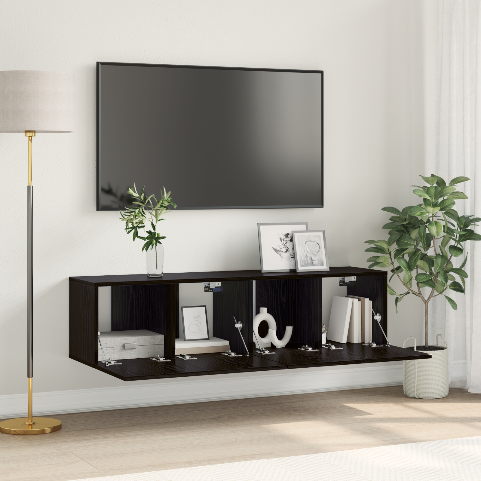 foto del prodotto vidaxl mobile tv 2 pcs nero 60 x 30 x 30 cm legno multistrato