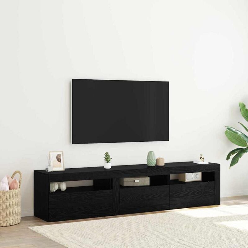 foto del prodotto vidaxl - mobile tv 2 pcs rovere nero 180 x 35 x 40 cm legno multistrato