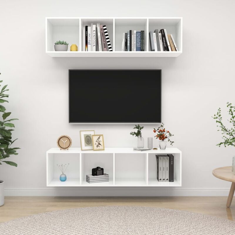 foto del prodotto vidaxl mobile tv a parete 2 pz bianco in truciolato