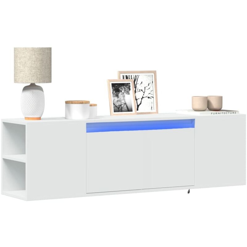 foto del prodotto vidaxl mobile tv a parete con luci led bianco 135x31x39,5 cm