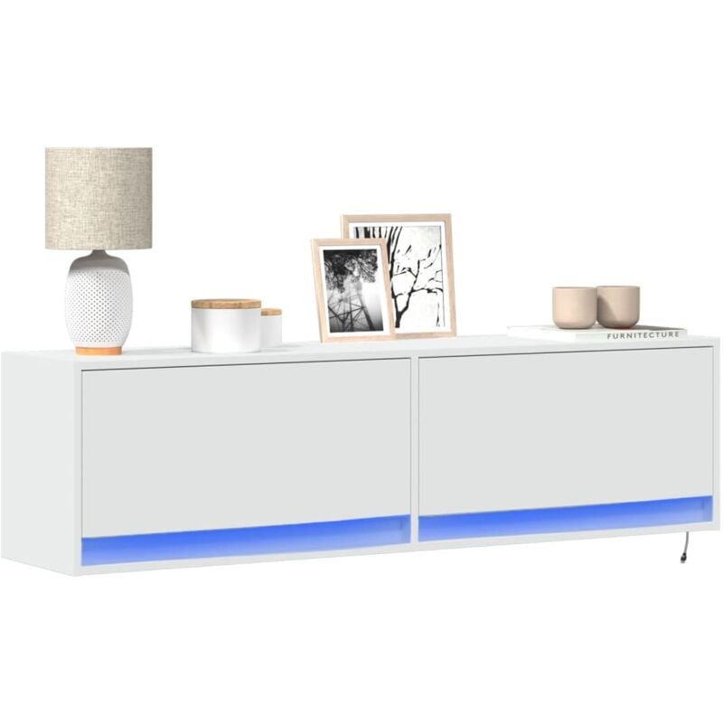 foto del prodotto vidaxl mobile tv a parete con luci led bianco 140x31x38 cm