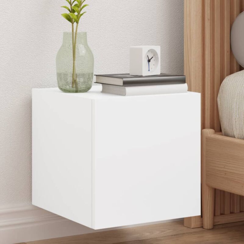 foto del prodotto vidaxl mobile tv a parete con luci led bianco 30,5x35x30 cm